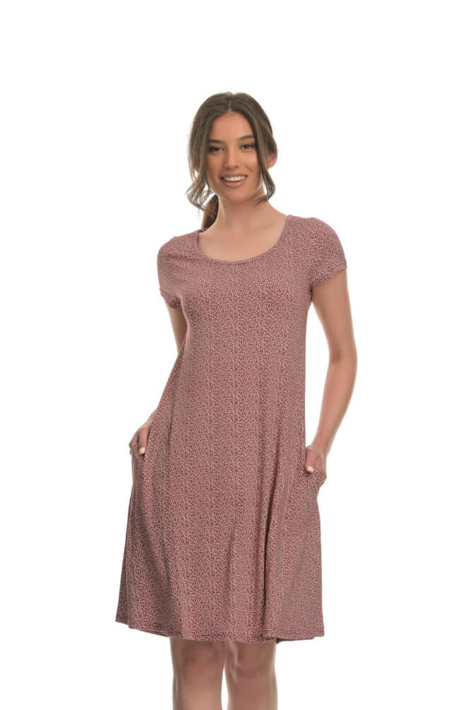 Καλοκαιρινό Φόρεμα Κοντομάνικο από Viscose Ανώτερης Ποιότητας με Εντυπωσιακό All-Over Digital Print Τύπωμα και Άνετες Εσωτερικές Τσέπες στο πλάι - PNN Nightwear