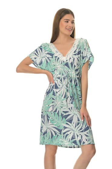 Καφτάνι Εμπριμέ με Εντυπωσιακό Digital Print Floral Τύπωμα σε Trendy Χρωματικούς Συνδυασμούς - PNN Nightwear