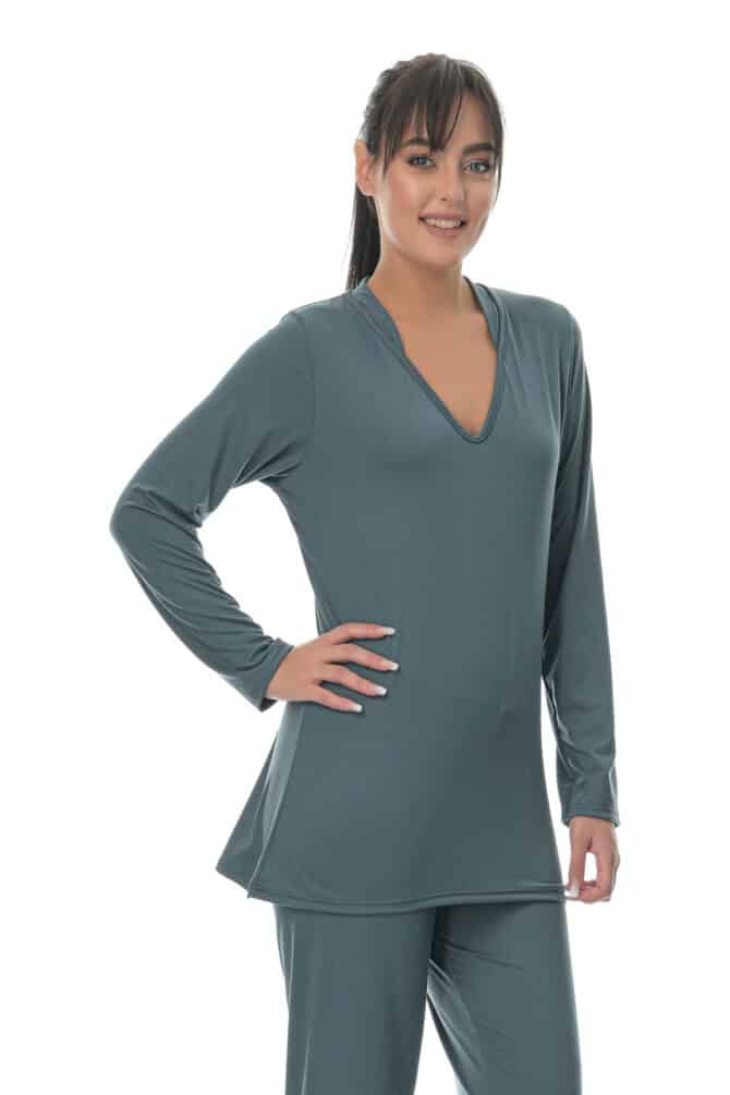 Πυτζάμα Γυναικεία Σετ από Απαλό Soft Skin Ύφασμα με Διακριτικό V στο Λαιμό και Άνετο Παντελόνι στο κάτω μέρος - PNN Nightwear