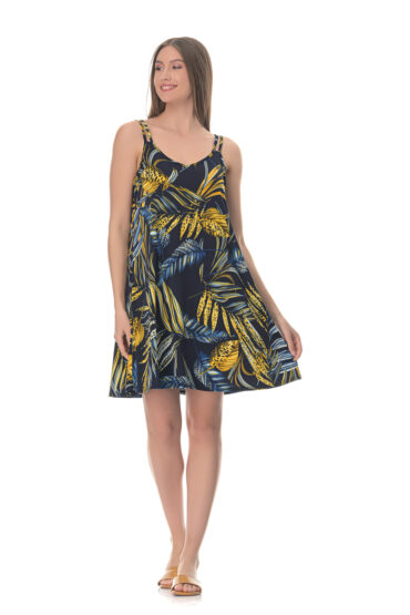 Καλοκαιρινό Φόρεμα τύπου Καφτάνι με Λεπτές Τιράντες και Υπέροχο All-Over Digital Print τύπωμα σε Floral Αποχρώσεις - PNN Nightwear