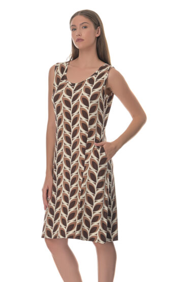 Καλοκαιρινό Φόρεμα Αμάνικο από Δροσερή Βισκόζη με λαιμόκοψη και υπέροχο Digital Print Εμπριμέ - PNN Nightwear